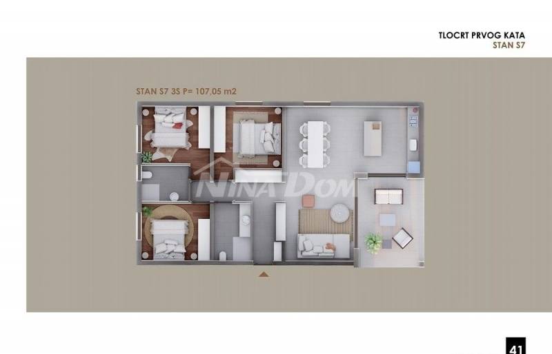 Apartman na prvom katu,trosoban, blizina mora i plaže S7 - 4