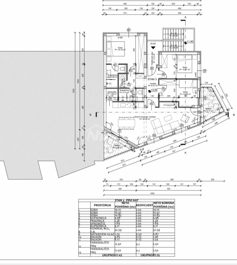 Newly built three-room apartment on the 1st floor, 400 meters. to Jadro beach - 2